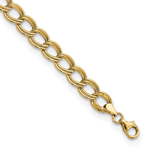 14k Yellow Gold 7.5in Polished Charm Link Bracelet 7.5mm