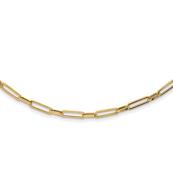 14k Yellow Gold Polished Long Oval Link Necklace 24in