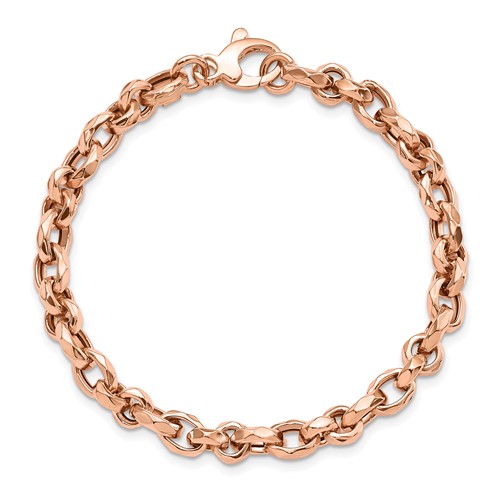 14k Rose Gold Polished Fancy Link Bracelet 7.5in