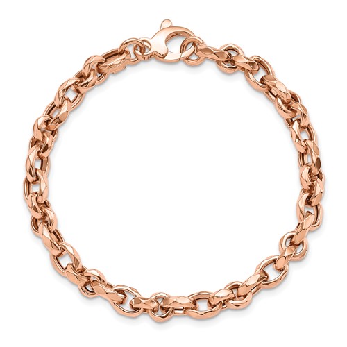 14k Rose Gold Polished Fancy Link Bracelet 7.5in