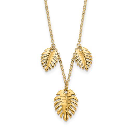 14k Yellow Gold Palm Leaves Necklace