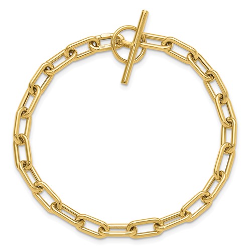 14k Yellow Gold Elongated Cable Link Toggle Bracelet 7.5in