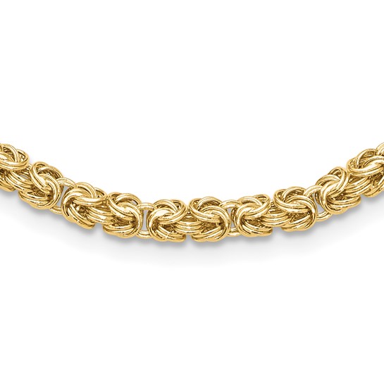 14k Yellow Gold 18in Byzantine Link Necklace 4.25mm Thick