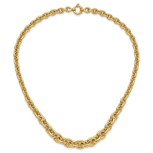 14k Yellow Gold Tapered Cable Link Necklace 17.5in