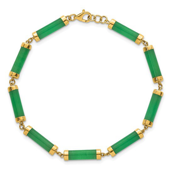 14k Yellow Gold Jade Bars Bracelet 7in