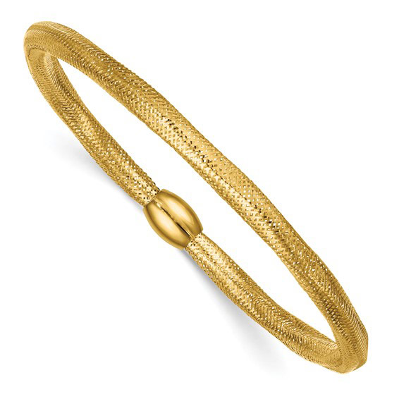 14k Yellow Gold Wavy Stretch Mesh Bangle Bracelet