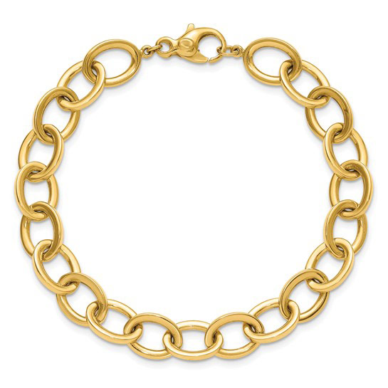 14k Yellow Gold 7.5in Italian Oval Cable Link Bracelet 9mm Wide