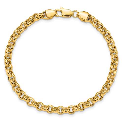 14k Yellow Gold Rolo Link Bracelet 7 1/2in