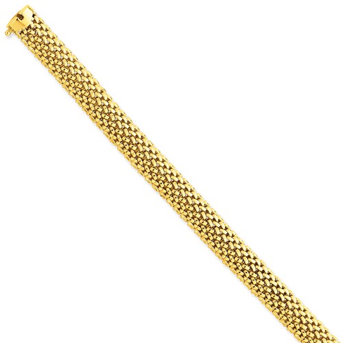 14k Yellow Gold Mesh Bracelet with Box Clasp 7.25in