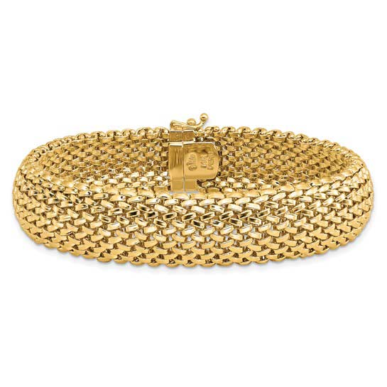 14k Yellow Gold 7.25in Mesh Bracelet 15mm Wide