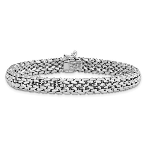 14k White Gold Ladies' 7.25in Mesh Bracelet 7mm Thick