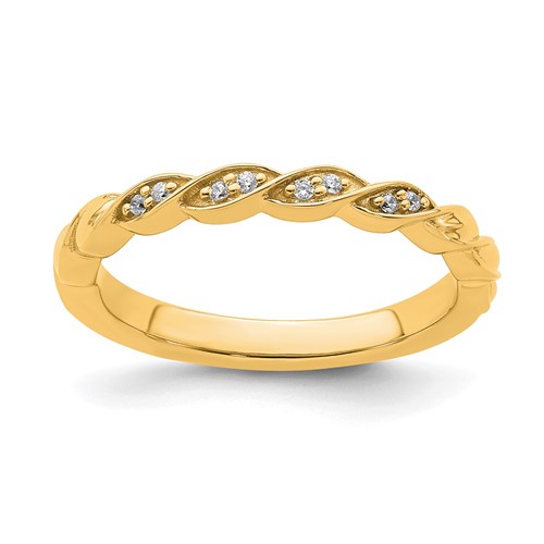 14k Yellow Gold .04 ct tw Diamond Stackable Twist Ring