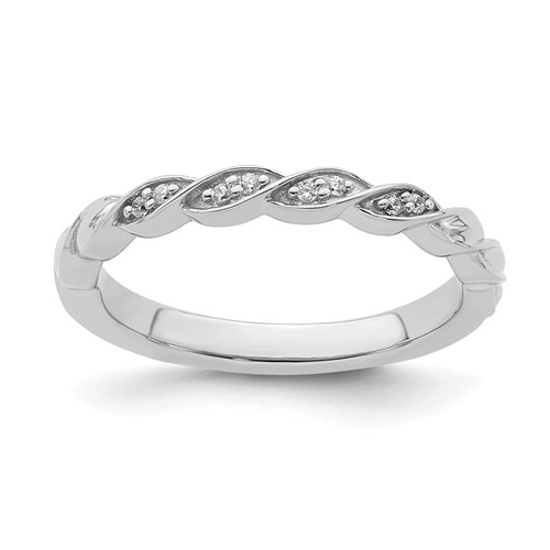 14k White Gold .04 ct tw Diamond Stackable Twist Ring