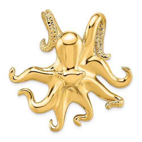 14k Yellow Gold Octopus Slide Pendant 1.5in