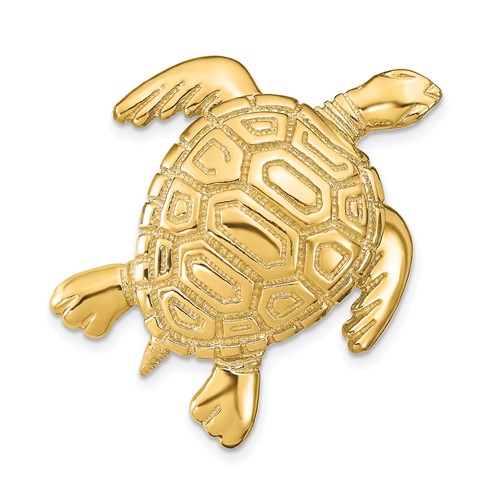14k Yellow Gold Sea Turtle Slide Pendant 1.25in