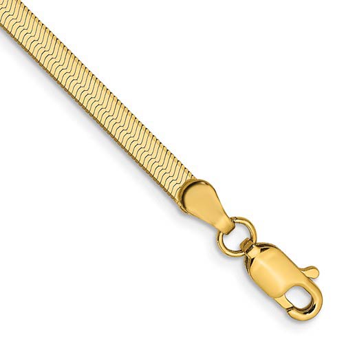 14k Yellow Gold 8in Silky Herringbone Bracelet 3.0mm