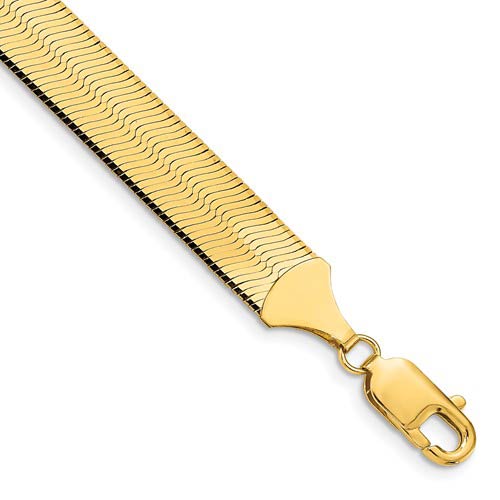 14k Yellow Gold 7in Silky Herringbone Bracelet 10mm