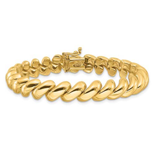 14k Yellow Gold 8in San Marco Bracelet 10mm