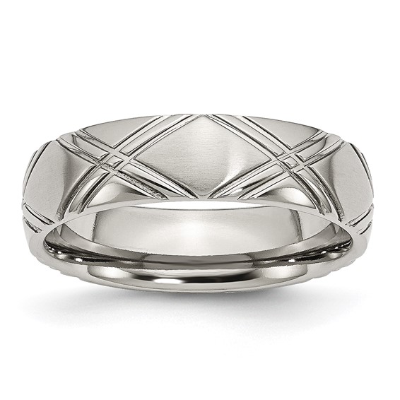 Stainless Steel Criss-cross Design 6mm Satin and Polished Band