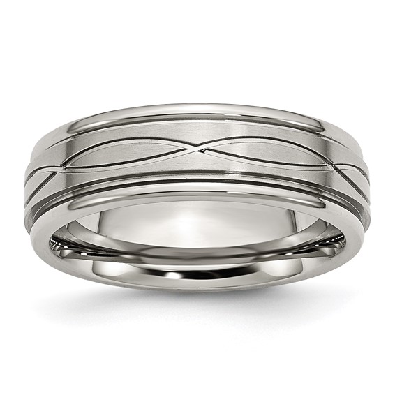 Stainless Steel Criss-cross Design 7mm Satin Band