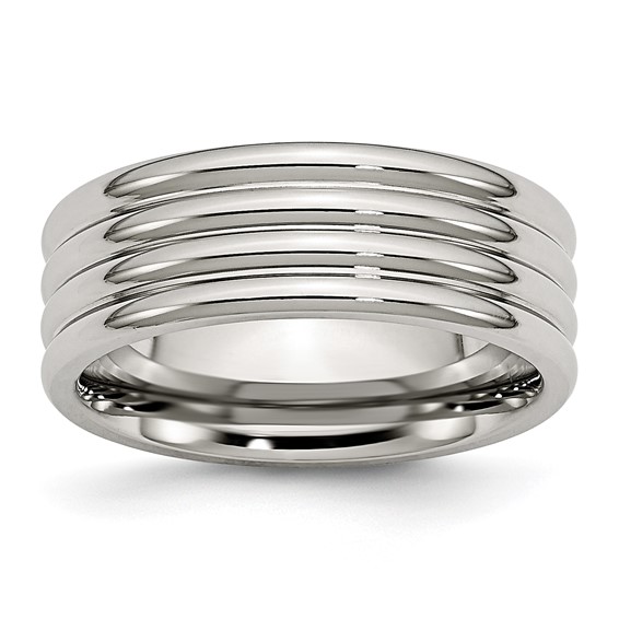 8mm Stainless Steel Ring Triple Groove