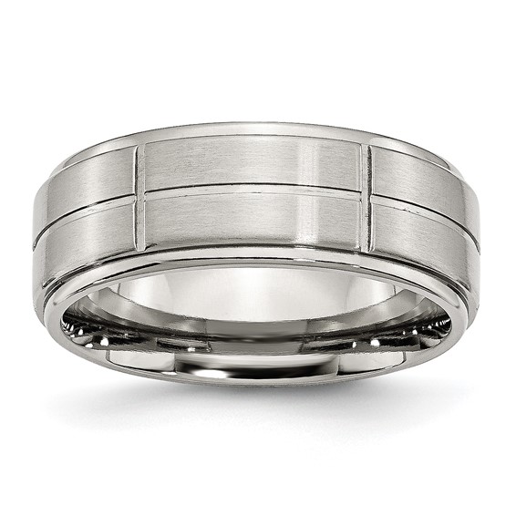 8mm Stainless Steel Ring with Panels