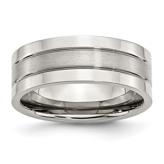 Stainless Steel 8mm Ring with Brushed Groove