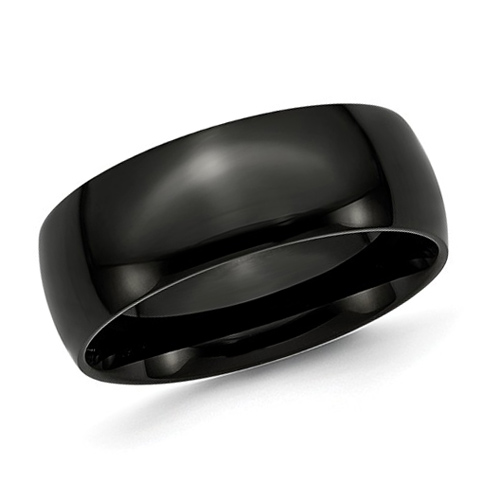 Black Stainless Steel 8mm Domed Ring