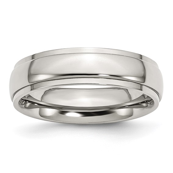 6mm Stainless Steel Ring with Ridged Edges