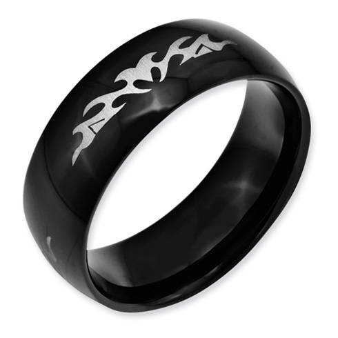 Stainless Steel Fancy Black Wedding Band