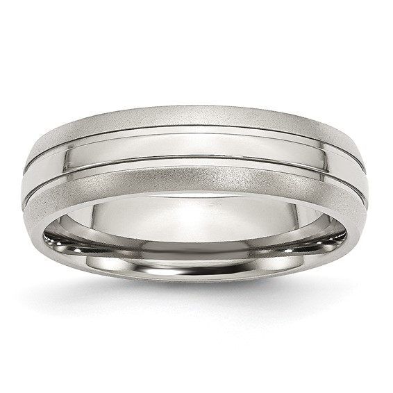 Stainless Steel Grooved 6mm Brushed and Polished Band