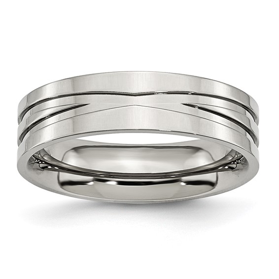 Stainless Steel Grooved 6mm Polished Band