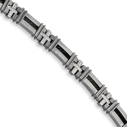 Black-Plated Stainless Steel Bracelet 9.5in