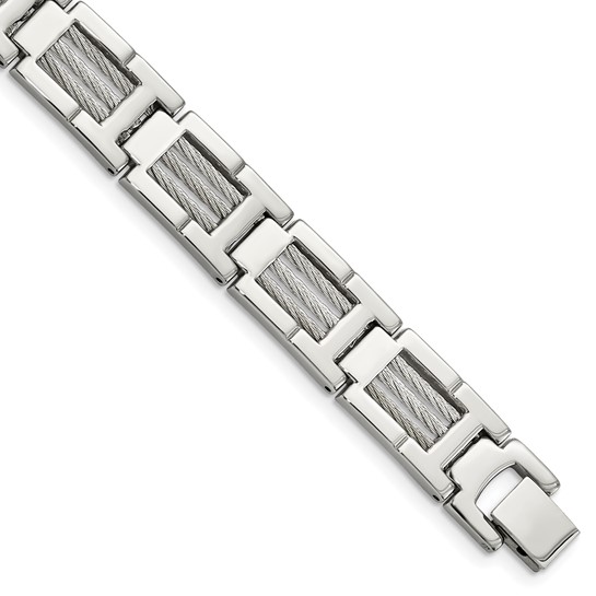 Stainless Steel Gray Cable Bracelet 8.5in