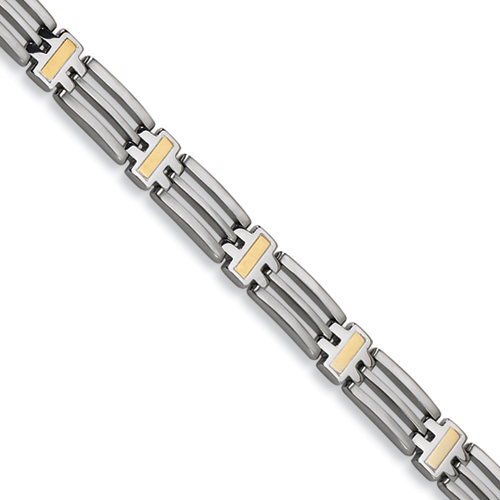 24k Gold Plated Stainless Steel Bracelet with Open Links 8.5in