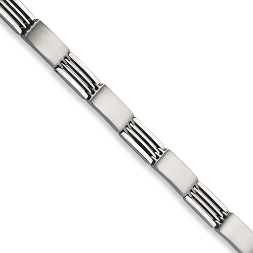 Stainless Steel Bracelet with Open Grooves 8.5in