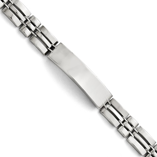 Stainless Steel 8 1/4in Polished Link ID Bracelet