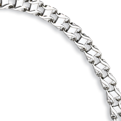 Stainless Steel Curved Links Bracelet 8.5in