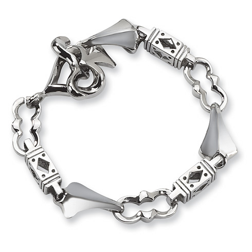 Stainless Steel Bracelet with Heart Clasp 8in