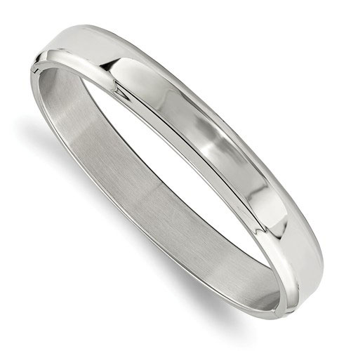 Stainless Steel 7.25in Polished Hinged Bangle