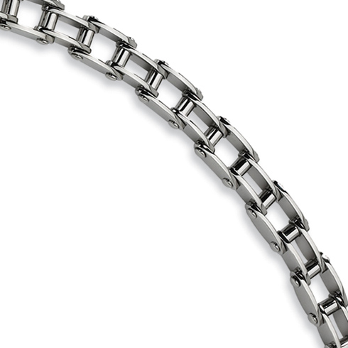 Stainless Steel 8 1/2in Polished Link Rivet Bracelet