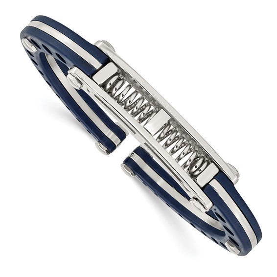 Stainless Steel Blue PVC Hinged Bangle