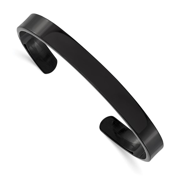 Stainless Steel Black Plated Cuff Bangle