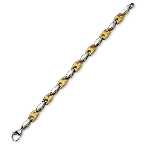 Stainless Steel 8.5in Gold Color Accent Bracelet