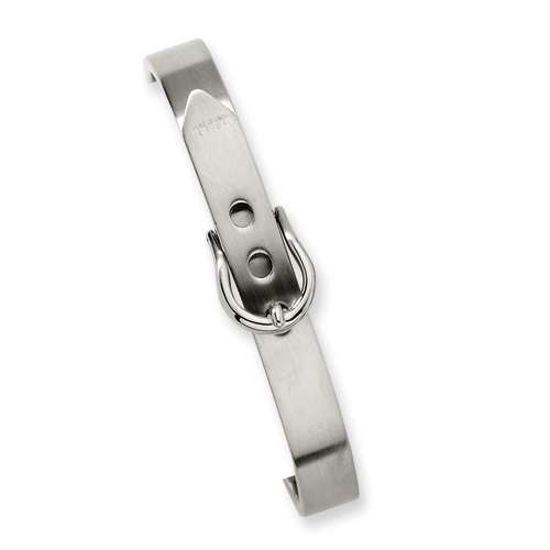 Stainless Steel Fancy Belt Hinged Bracelet 7in