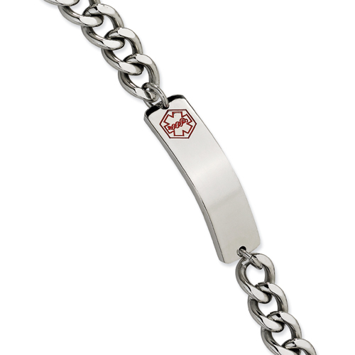 Stainless Steel 9.5in Curb Link Medical Bracelet