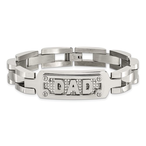 Stainless Steel Textured 8.5in Dad Bracelet