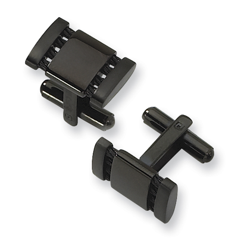 Black-Plated Stainless Steel Cable Cufflinks