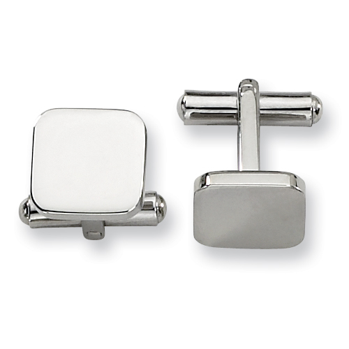 Stainless Steel Small Oblong Polished Cufflinks