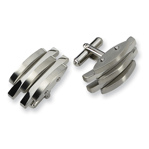 Stainless Steel Cufflinks with Offset Bars